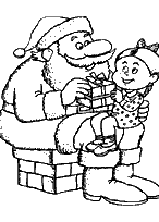 coloriage fillette sur les genoux du pere noel